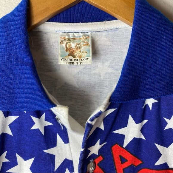 Vintage Olympics Shirt Mens Size Large USA Polo All Over Print America AOP - Picture 3 of 16